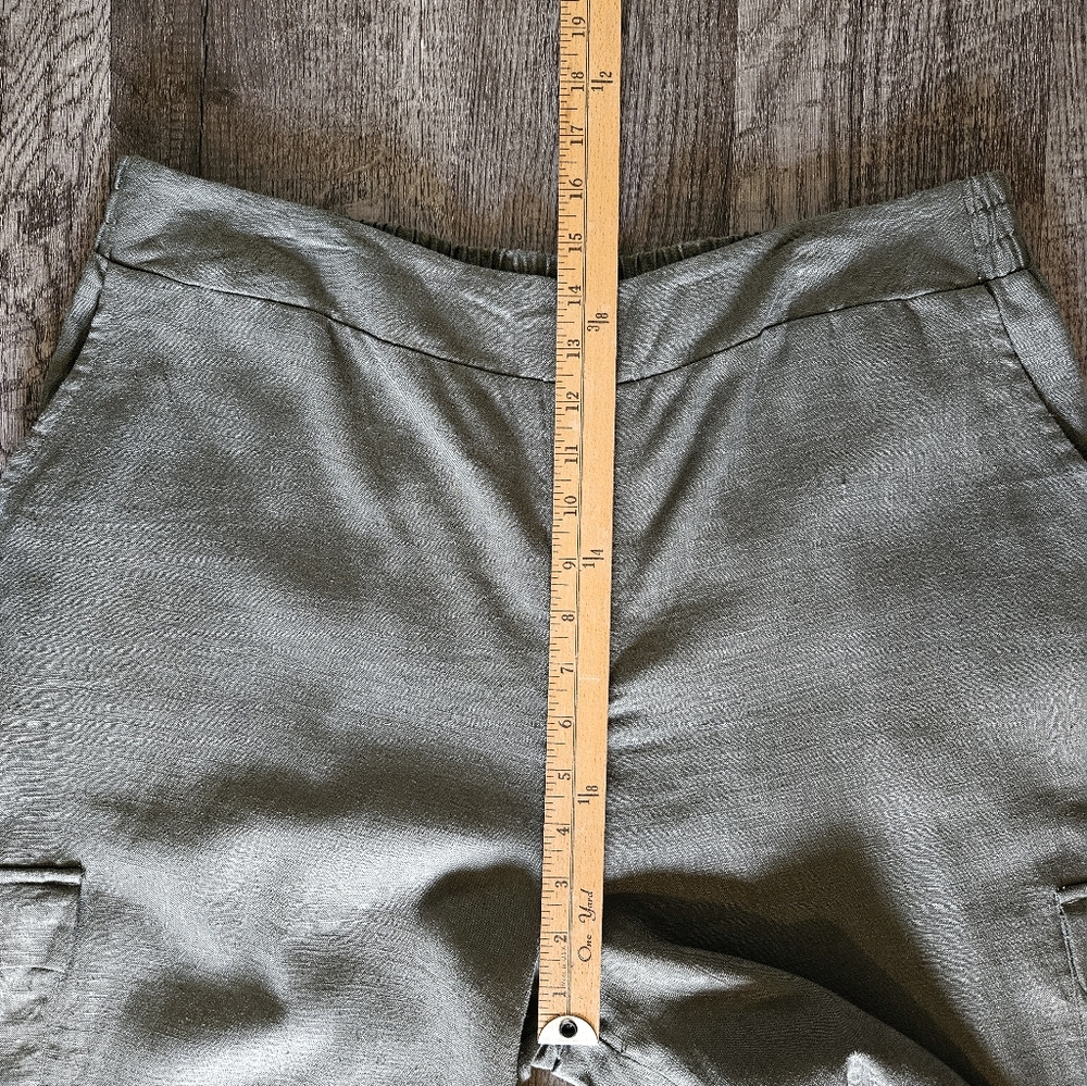 NWT LINEN Jessica Simpson Wide Leg Pant Cargo Pant Olive Size Large - Picture 5 of 6